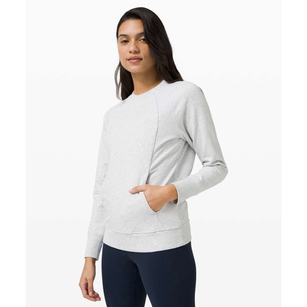 Lululemon Scuba Crew Heathered Core Light Grey Size 6